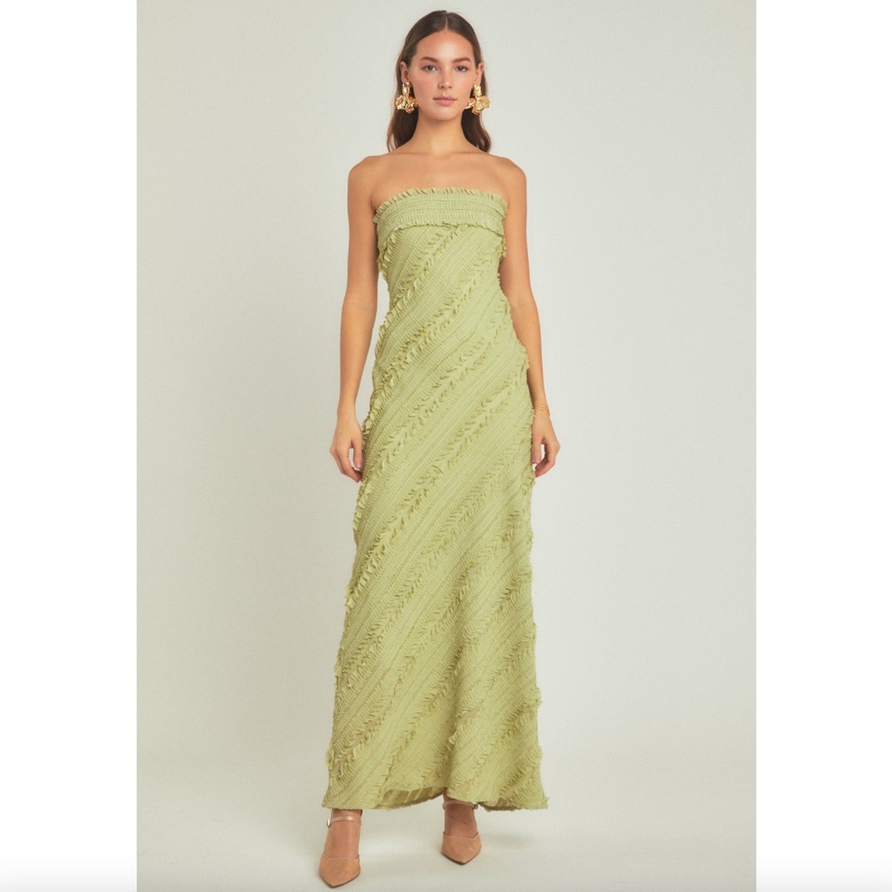 Endless Rose Strapless Textured Column Midi Dress